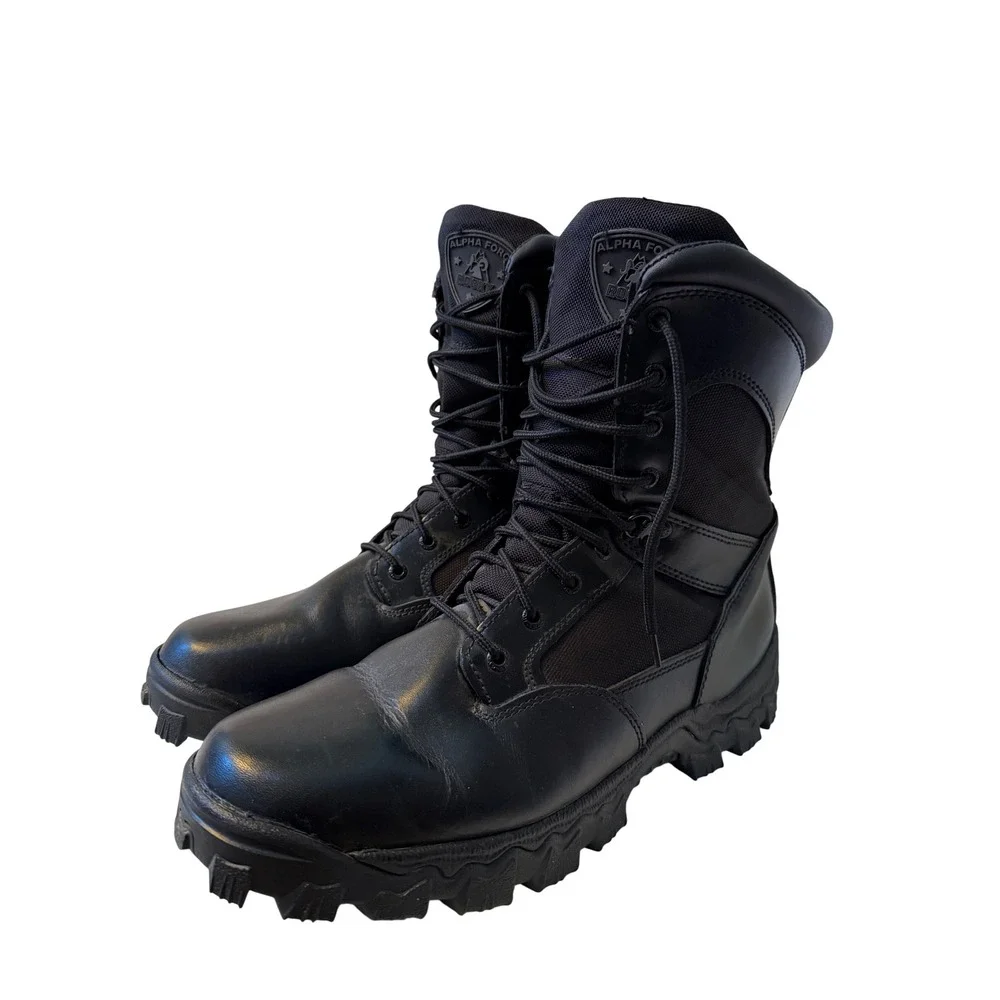 Rocky Alpha Force 8 Inch Waterproof Side Zip Duty Boots Black FQ0002173 Mens 13M